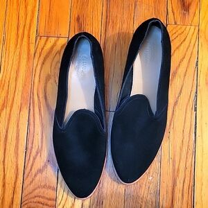Soludo's Black Suede Slip on Loafers 8 Preppy Minimalist Quiet‎ Luxury